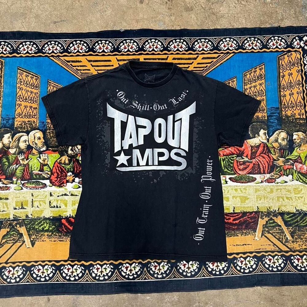 Tapout MPS tribal black tshirt Size large mma elite affliction skater punk y2k